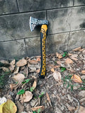 Custom Hand Forged Carbon Steel Viking Axe with Etched Wood Shaft Handle Axe High Quality Material Used in With Leather Cover (Tomahawk Axe-98)