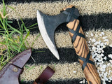 Custom Hand Forged Carbon Steel Viking Axe with Ash Wood Handle Wedding Gift, Axes Best Birthday & Anniversary Gift For Him. (Tomahawk Axe-6)