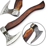 High Quality Carbon Steel Blade Damascus Axe Head Outdoor Camping Wood Handle Hand Forged with Free Leather Sheath (Tomahawk Axe-70)