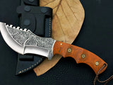 Handmade D2 Steel Tracker Knife Engraved Fixed Blade Hunting Knife EDC Scout Carry Knives with Micarta Sheath Handle (Tracker Knife-24)