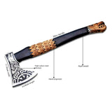 Viking Handmade Axe 20 Inch Carbon Steel 1095 Custom Hatchet Tomahawk High Camping Survival Etched Axe (Tomahawk Axe-99)