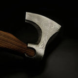Premium Hand Forged Stainless Steel Viking Bearded Axe With Wooden Handle OEM Viking Axe Hand Leather Sheath Cover Hatchet. (Tomahawk Axe-8)