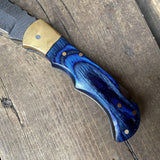 Hot Sale Custom Handmade Damascus Steel Folding Pocket Knife Beautiful Outdoor Camping (Folding Knife-19)