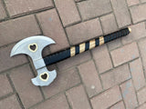 High-Quality Stainless-Steel Construction Hand Forged Axe head Wooden Handle Wrapped in Black leather. (Tomahawk Axe-20)
