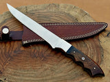 Handmade Custom Fillet Knife D2 Steel Blade Rose Wood Handle With Leather Cover Kitchen Knives (Chef Knife-133)