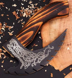 Handmade Viking Stainless Steel Kitchen Knife Damascus Blade Pizza Cutter Slicer Premium Pizza Cutting Tools (Pizza Axe-18)