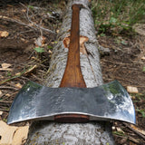 Carbon Steel Double-Head Axe Industrial Grade Sharp Rose Wooden Handle Viking Style With Leather Cover (Double Head Axe-1)