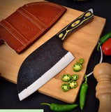 Professional 8-Inch Handmade Kitchen Chef Knife 1095 High Carbon Steel Nakiri Meat Cleaver with Wood Handle Slicing Utility Tool (Nakiri Knife-57)