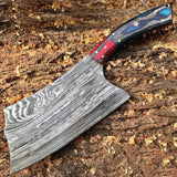 High Quality Customized Full Tang Damascus Steel Nakiri Butcher Knife Leather Sheath Kitchen Chef Handmade Wood Stainless Steel (Nakiri Knife-9)