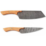 Professional Unique Design of Damascus Steel Kitchen Chef Knife Set With Knife Holder Olive Wood Handle (Chef Knife-53)