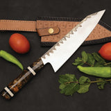 Handmade Custom Kitchen Chef Knife High Carbon Steel Top Trending Design Multi-purpose 3Cr13 Stainless Steel Leather Sheath (Chef Knife-116)