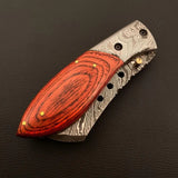 High Quality Customizable Damascus Steel EDC Pocket Knife Wood Handle Precision Craft  Multipurpose Hand-Forged Knife EDC & Hunting  (Folding Knife-40)