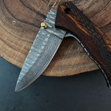 Damascus Steel Folding Knife Outdoor Survival Hunting Knife Multi Tools Camping Knives at Wholesale Prices (Folding Knife-10)