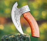 Handmade Viking Pizza Cutting Axe,Super Pizza Cutter Axe with Leather Sheath,Pizza Slicer Axe Style Pizza Knife (Pizza Axe-8)