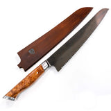 Handmade Bread Knife Carbon Steel Blade Resin Sheath Handle Beautiful Kitchen Knife With Leather Sheath (Chef Knife-131)