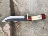 Handmade Fixed Blade Knife with Sheath for Outdoor Survival Camping Fishing Hunting Knives Carbon Steel Blade Bone Handle(Bowie Knife-29)