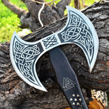 High Quality Custom Hand Forged Carbon Steel Head Viking axe Camping Axe for Survival Factory Direct (Double Head Axe-2)