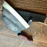 Handmade Custom Carbon Steel Kitchen Knife Set Damascus Blade Butcher and Chef Cleaver with Wood Handle for Vegetables Meat (Nakiri Knife-49)