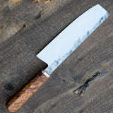 Customized High Quality Damascus Kitchen Cleaver Butcher Knife Carbon Steel with Leather Sheath Boning Knife (Nakiri Knife-93)
