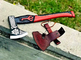 Top Quality Handmade D2 Steel Axe Head Hatchet Axes Hand Forged Beautiful Pattern With Leather Sheath (Tomahawk Axe-77)