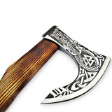 Professional Multi Function Stainless Steel 440c Blade Wood Handle Hatchet Axe Outdoor Camping Axe With Leather Sheath (Tomahawk Axe-31)
