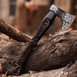 High Carbon Steel Hunting Sharp Blade Viking Axe Handmade Engraving Wood Handle Camping Hunting Survival Axe (Tomahawk Axe-47)