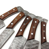 Custom Handmade High Quality Hand Forged Damascus Steel Chef Kitchen Knife Set Blade With Leather Bag (Chef Knife-19)