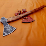 High Quality Outdoor Forged Carbon Steel Axe with Wooden Handle Handmade Hatchet for Cutting Protective Cover Camping DIY Grade (Tomahawk Axe-86)