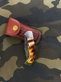 Top Quality Damascus Steel Pocket Knife Custom Handmade Folding Knife Wood Handle Camping Pocket Knives With Sheath (Folding Knife-23)