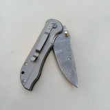 Handmade Damascus Steel Folding Knife Pocket Knives for Camping, Hiking Inner Lock Folding Knife (Folding Knife-5)