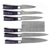 Handmade Custom Damascus Steel Chef Knife and 6-Piece Kitchen Knife Set with Pure Leather Sheath Pakka Wood Handle for Cutting (Chef Knife-55)