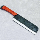 Professional Knife Handmade Carbon Steel Chef Kitchen Cleaver Chopper Meat Cleaver Knife with Leather Sheath 8 inches Knife Multipurpose  (Nakiri Knife-99)
