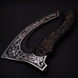Handmade Industrial Grade Pizza Axe High Carbon Steel 1095 Blade with Etching Forged Cutter with Pure Leather Sheath (Pizza Axe-38)