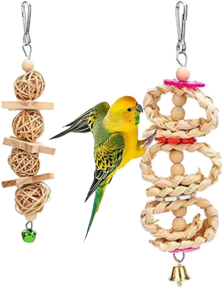 8 Pcs Bird Parrot Swing Toys, Chewing Standing Hanging Perch Hammock Climbing Ladder Bird Cage Toys for Parakeet,Budgerigar,Conure, Mynah, Cockatiel,Love Birds, Finches and Other Small to Medium Birds