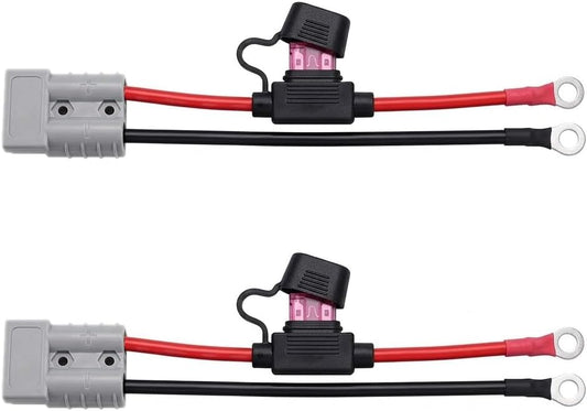 2PCS Fused Anderson Plug Connector Lead 50amp Plug to 8mm Lugs, 10 B&S 60 amp Cable Lead 250 mm