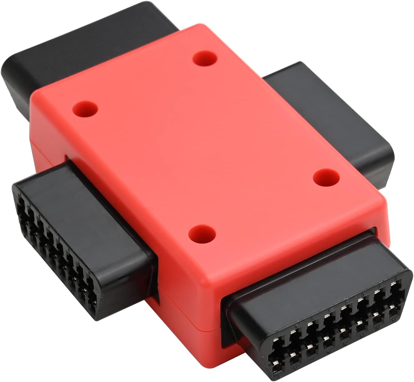 Pocket OBD2 OBDII Full 16 Pin Male to 3 Female 1 to 3 OBD Cable Splitter Converter Adapter for Diagnostic Extender Red (Red)