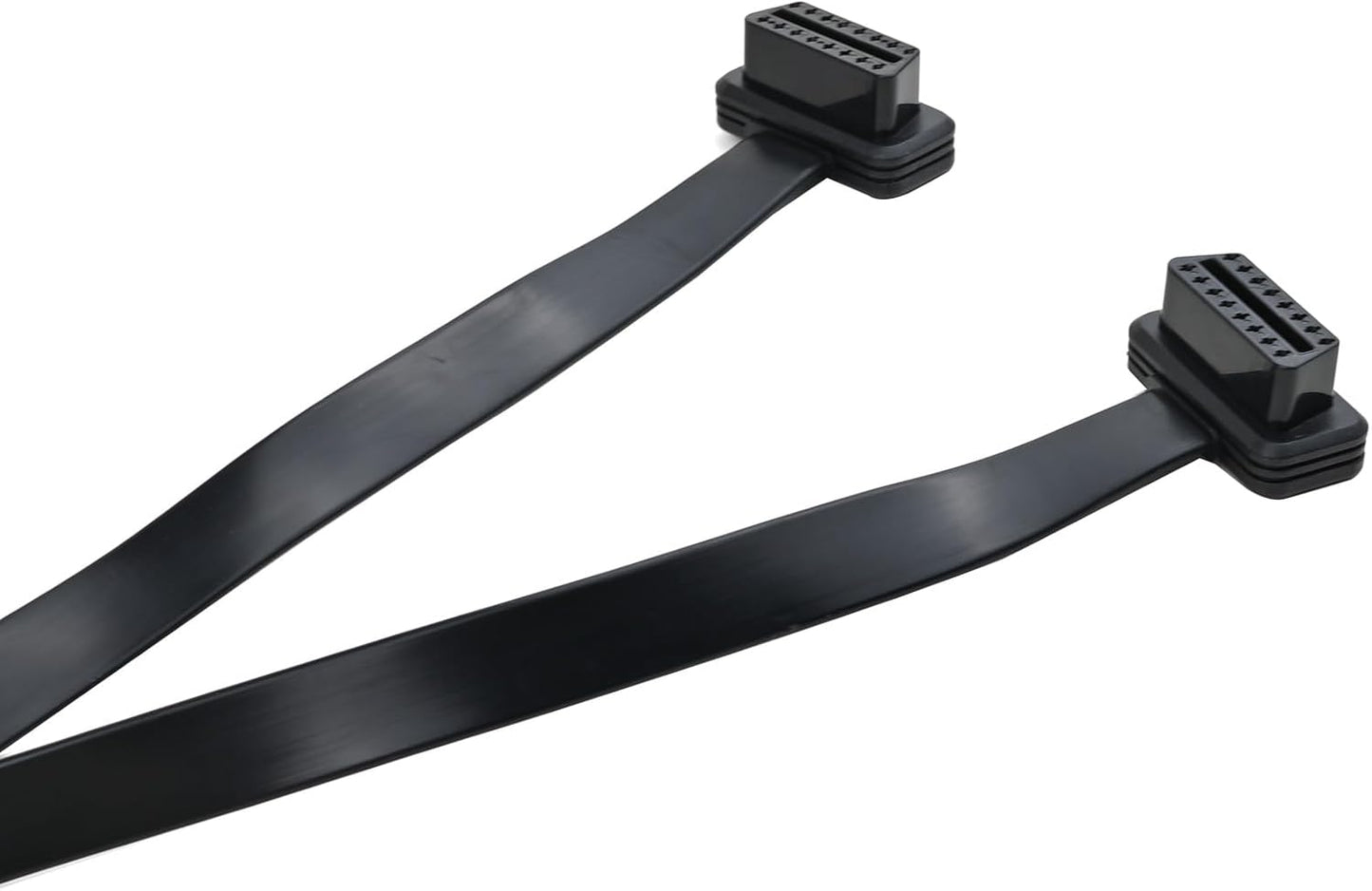 1 Feet/30cm 1x Male and 2X Female J1962 Ports Ultra Low Profile Left or Right Angle OBD2/OBDII Y Splitter Flat Ribbon Cable