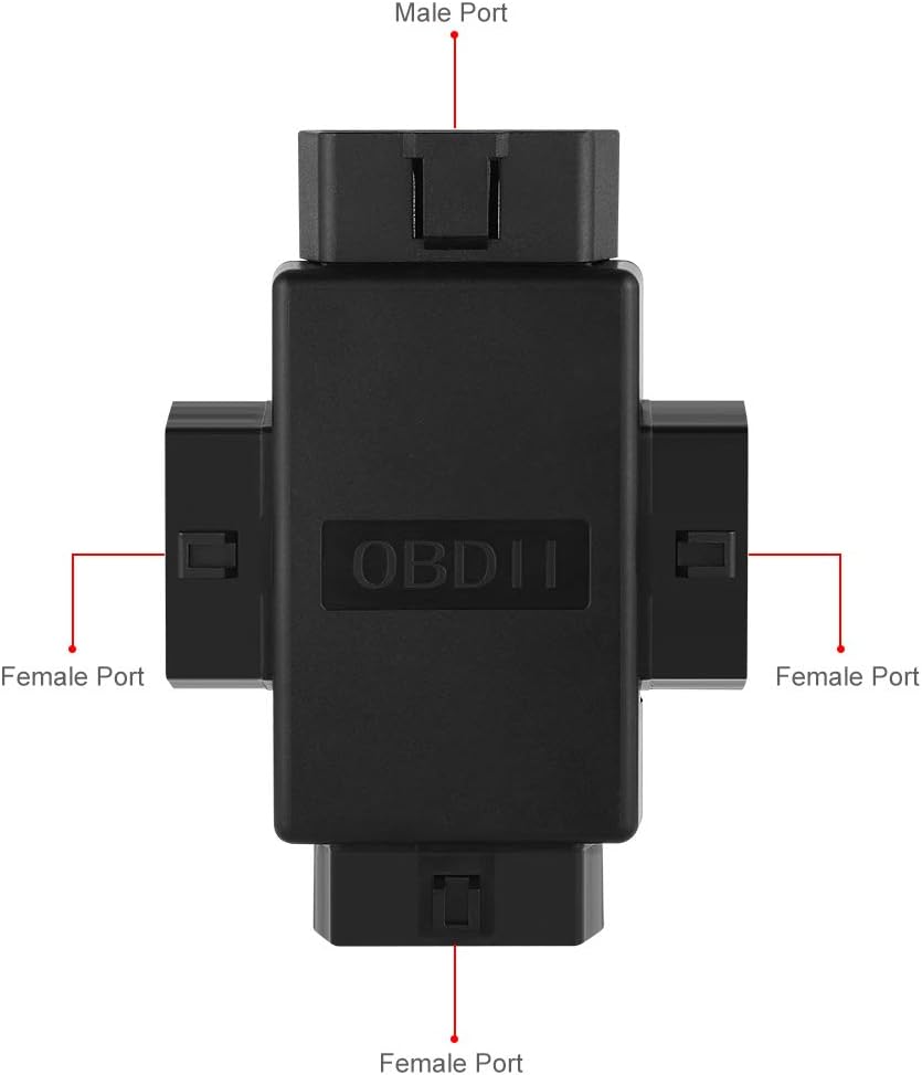 iKKEGOL Pocket OBD2 OBDII Full 16 Pin Male to 3 Female 1 to 3 OBD Cable Splitter Converter Adapter for Diagnostic Extender