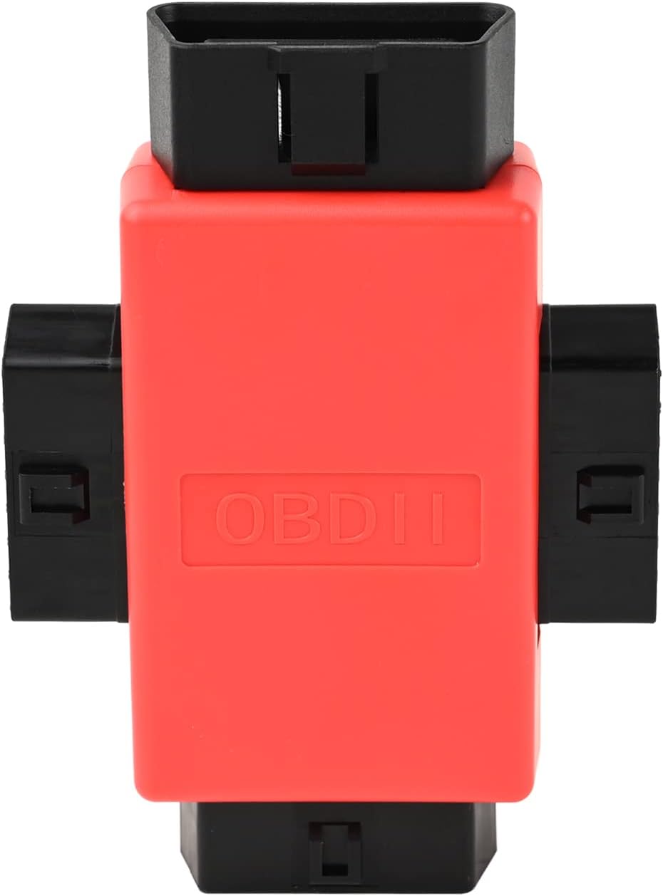 Pocket OBD2 OBDII Full 16 Pin Male to 3 Female 1 to 3 OBD Cable Splitter Converter Adapter for Diagnostic Extender Red (Red)