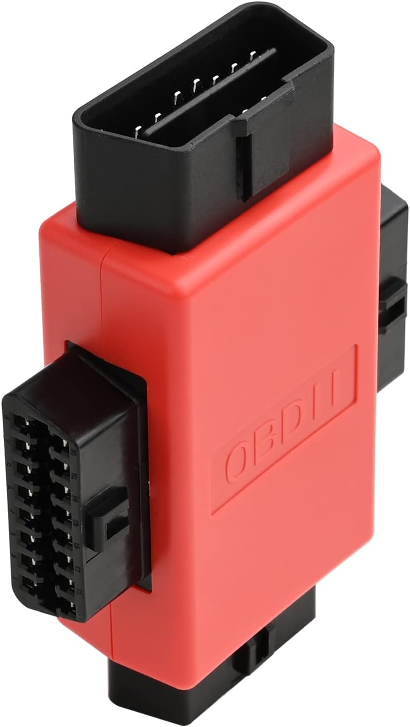 Pocket OBD2 OBDII Full 16 Pin Male to 3 Female 1 to 3 OBD Cable Splitter Converter Adapter for Diagnostic Extender Red (Red)