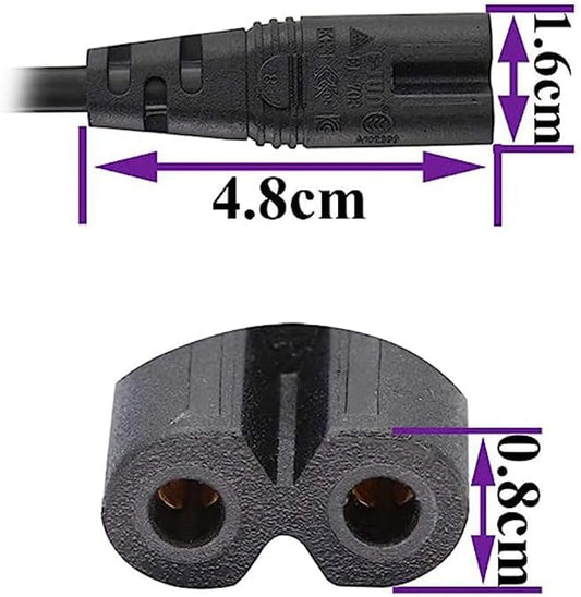 2m 2 Pin Core Figure 8 IEC-C7 AC Power Cord Cable Lead AU Plug (6.56ft) for Notebook, Laptop, Monitor, Camera, Charger, Printer, PS5,PS4 etc (Black)