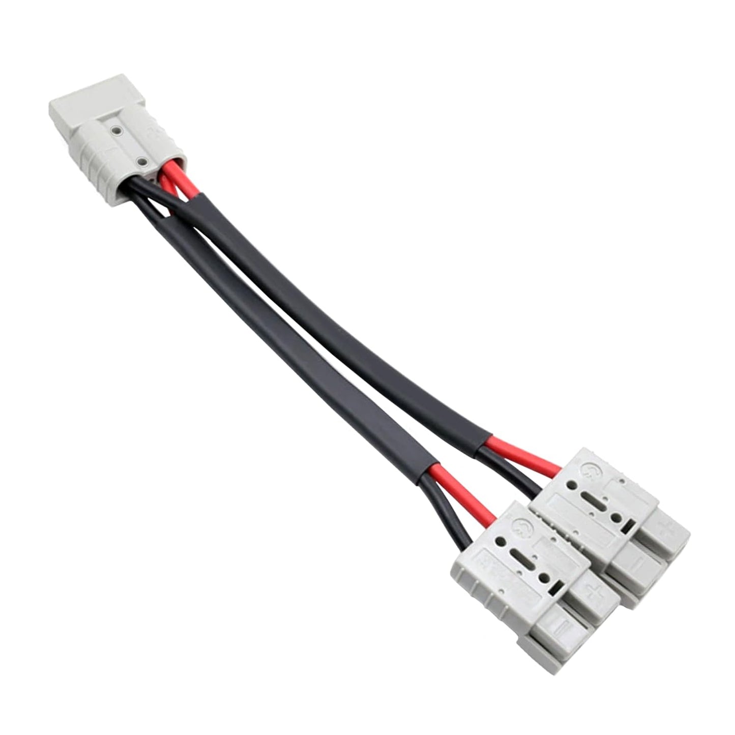 50 Amp Anderson Double Y Splitter Cable, 1 to 2 Anderson Plug Connector Double Y Adapter, 10 AWG 6mm Battery Cable for Car, RV, Truck, Trailer, Winch, Forklift, Solar & Wind Systems (1 pcs)