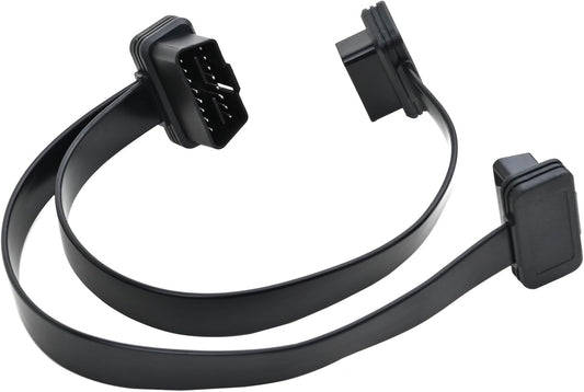 1 Feet/30cm 1x Male and 2X Female J1962 Ports Ultra Low Profile Left or Right Angle OBD2/OBDII Y Splitter Flat Ribbon Cable