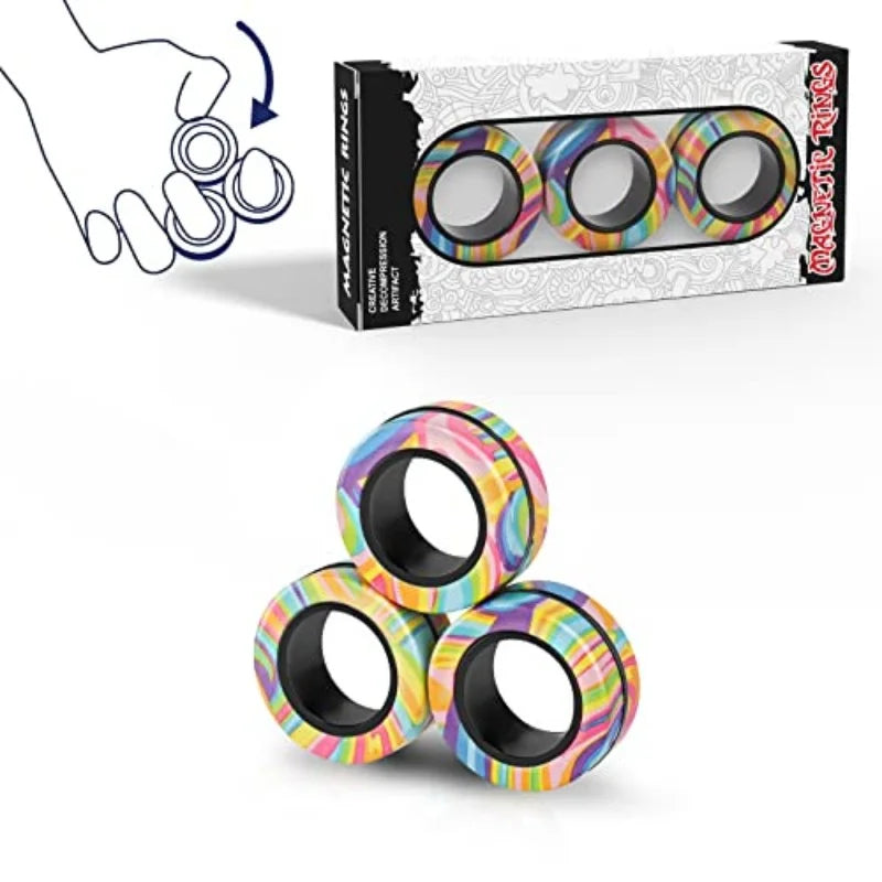 Magnetic Rings Fidget Toy Set Adult Fidget Magnets Spinner Rings Fidget Pack Great Gift for Adults Teens Kids