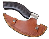 Handmade 1095 Damascus Carbon Steel Pizza Cutter Black Wood Handle Bone Leather Sheath Custom Made Chef's Kitchen Knife Chopping (Pizza Axe-9)
