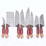 Handmade Custom Damascus Steel Chef Knife Set with Stainless Steel Blade Free Leather Sheath for Kitchen Dining Use (Chef Knife-34)