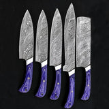 Custom Handmade Damascus Steel Chef Knife Set with Pure Leather Sheath for Kitchen & Dining (Chef Knife-57)