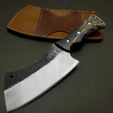 Handmade Full Tang Damascus Steel Chef Cleaver Kitchen Butcher Chopper Wood Curved Handle Outdoor Chop Knife Bone Boning Gift (Nakiri Knife-50)