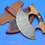 High Quality Single Cutter Damascus Steel Pizza Cutter Chef Knife Set Carbon Steel Blade Widely Used in Kitchen (Ullu Knife-8)