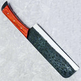 Professional Knife Handmade Carbon Steel Chef Kitchen Cleaver Chopper Meat Cleaver Knife with Leather Sheath 8 inches Knife Multipurpose  (Nakiri Knife-99)